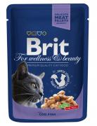 Brit Premium Pouch Треска для взрослых кошек