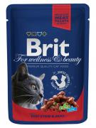 Brit Premium Pouch Рагу из говядины с горохом для взрослых кошек